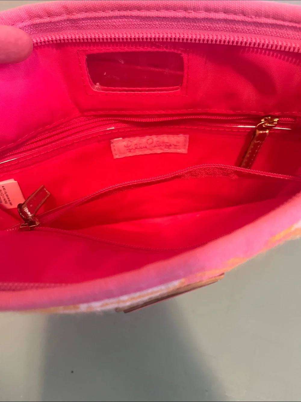 Lilly Pulitzer Pink & Orange Floral Velvet Cosmetic Pouch